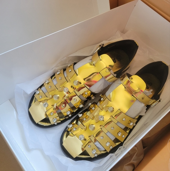 Sandro Gold Studded Fisherman Greek Strappy 39 - Picture 11 of 12